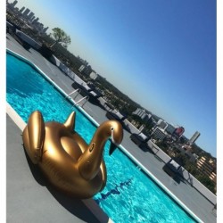 Giant Inflatable Pool Float - Golden Swan Pegasus Pool Floatie Summer Beach Swimming Outdoor Pool Party Lounge Raft Decoratio...