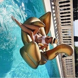 Giant Inflatable Pool Float - Golden Swan Pegasus Pool Floatie Summer Beach Swimming Outdoor Pool Party Lounge Raft Decoratio...