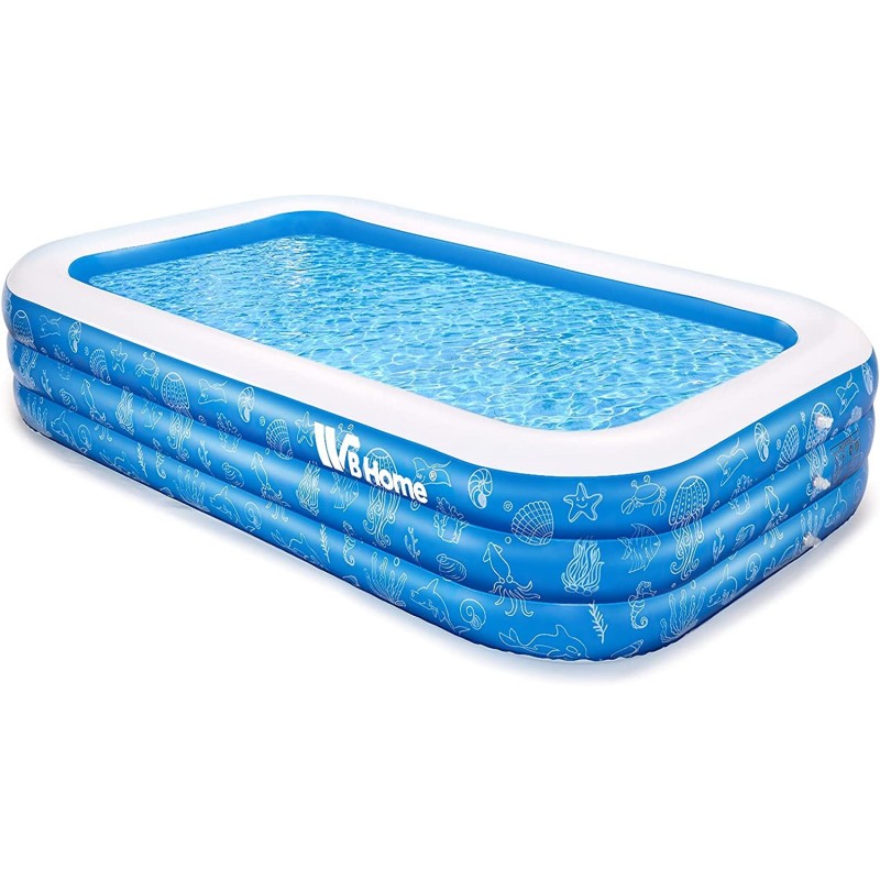 Family Inflatable Swimming Pool 118" X 70" X 22" Large Inflatable Pool for Kids Adult Infant Toddlers for Ages 6+ Outdoor Gar...