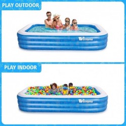 Family Inflatable Swimming Pool 118" X 70" X 22" Large Inflatable Pool for Kids Adult Infant Toddlers for Ages 6+ Outdoor Gar...