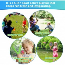 17 Pieces Sports Outdoor Games Set with Scoop Ball Toss Toss and Catch Games Tennis Racket Sports Toy Slingshot Rocket Copter...