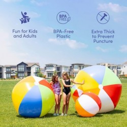 Giant Inflatable Beach Balls 42 Inch Large Pool Ball | Beach Summer Parties and Gifts Pool Balls for Swimming Pools | 2 Pack ...