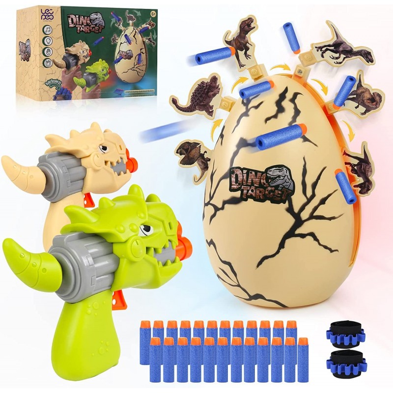 Dinosaur Blaster Gun Toy Electronic Shooting Targets Dino Play Set Battle Mode for Nerf Guns Blaster Toys with 24 Refill Dart...