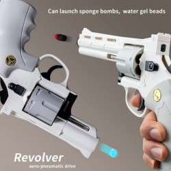 Revolver Toy Extended Barrel Can fire Soft Bullets Water Gel Beads Digital Shooting Targets with Foam Dart Toy Shooting Blast...