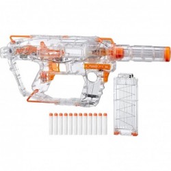 Modulus Ghost Ops Evader Motorized Blaster -- Light-Up See-Through Blaster and Barrel Extension Includes 12 Official Elite Da...