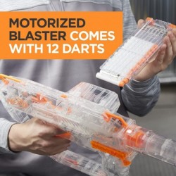 Modulus Ghost Ops Evader Motorized Blaster -- Light-Up See-Through Blaster and Barrel Extension Includes 12 Official Elite Da...