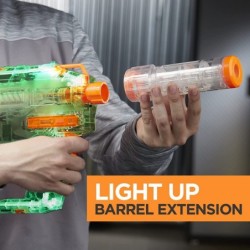 Modulus Ghost Ops Evader Motorized Blaster -- Light-Up See-Through Blaster and Barrel Extension Includes 12 Official Elite Da...