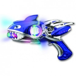 Light Up Super Spinning Shark Blaster Spinning LED and Cool Sound Effects 10.75” Light Up Toy Gun for Kids Batteries Included...