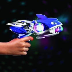 Light Up Super Spinning Shark Blaster Spinning LED and Cool Sound Effects 10.75” Light Up Toy Gun for Kids Batteries Included...