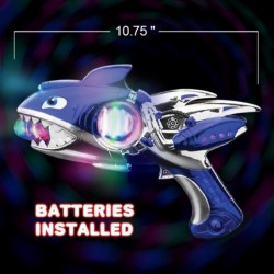 Light Up Super Spinning Shark Blaster Spinning LED and Cool Sound Effects 10.75” Light Up Toy Gun for Kids Batteries Included...