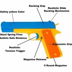 Colt 1911 Kid Toy Gun Soft Bullets Ejecting Magazine - Style of M1911 Toy Guns for Boys or Girl Pistol with Play Fun Outdoor ...