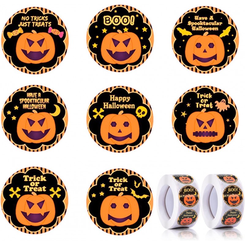 2 Roll of Halloween Stickers Cartoon Pumpkin Patterns Sticker for Kids Halloween Stickers Decor for Party Festival Decor Home...