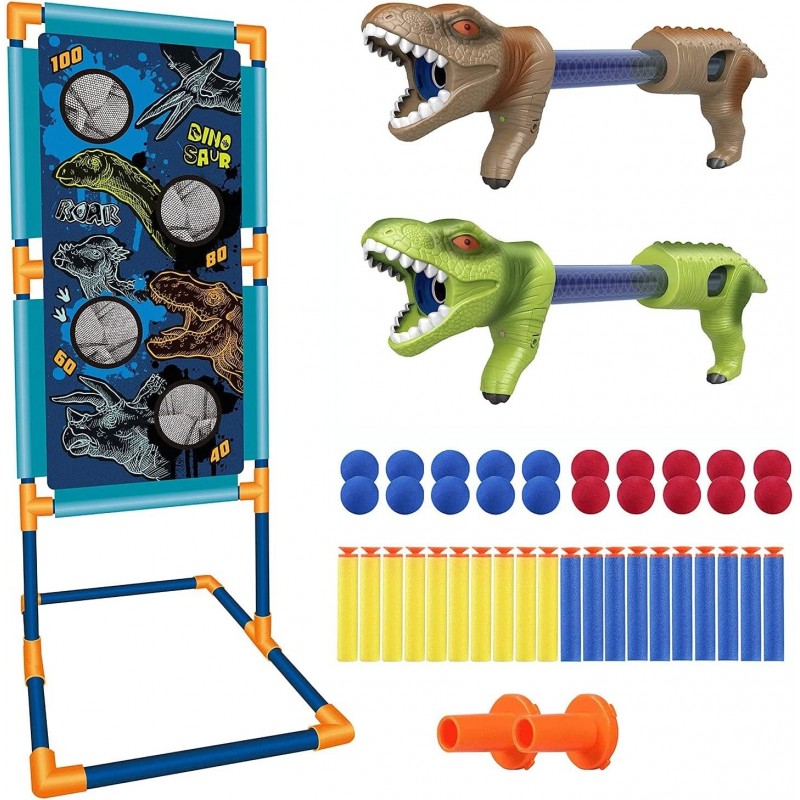 Dinosaur Shooting Games Toys for 6 7 8 9 10+ Year Old Boys Girls 2 Foam Ball Popper Air Guns Standing Shooting Target 20 Foam...