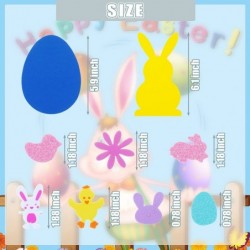 132 Pieces Easter Crafts Easter Foam Stickers Easter Bunny Stickers Self Adhesive Foam Craft Easter Egg Stickers Flower Shape...