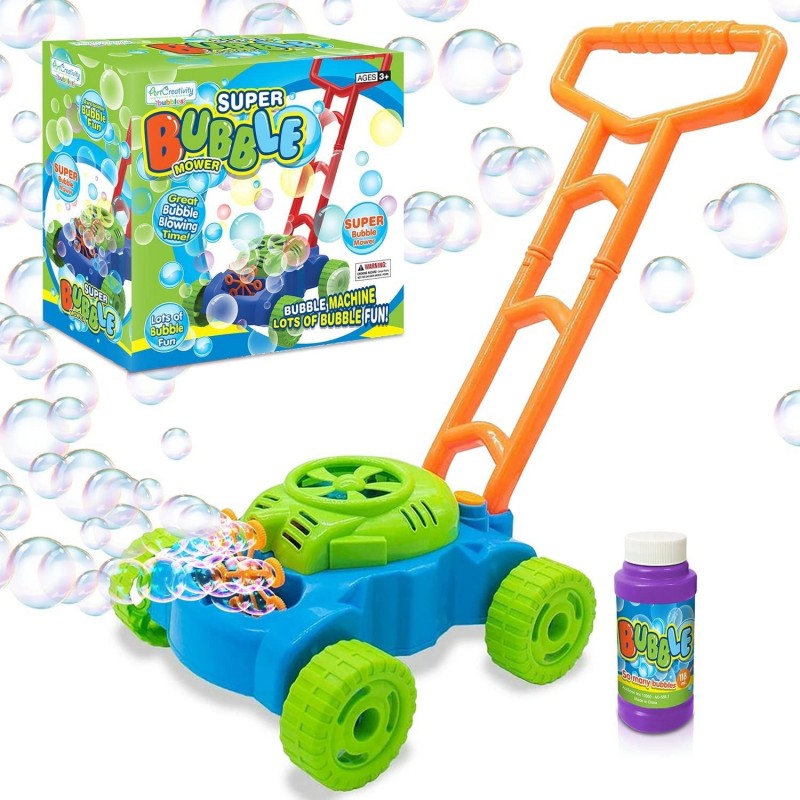 Bubble Lawn Mower for Kids Electronic Bubble Blower Machine Summer Outdoor Push Toys for Kids First Birthday Gift for Boys an...