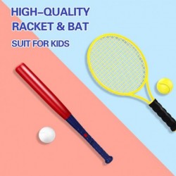 Kids 2 in 1 RC Baseball & Tennis Pitching Machine Automatic Pitcher Ball Launcher W/ Bat Outdoor Sports Games Outside Backyar...