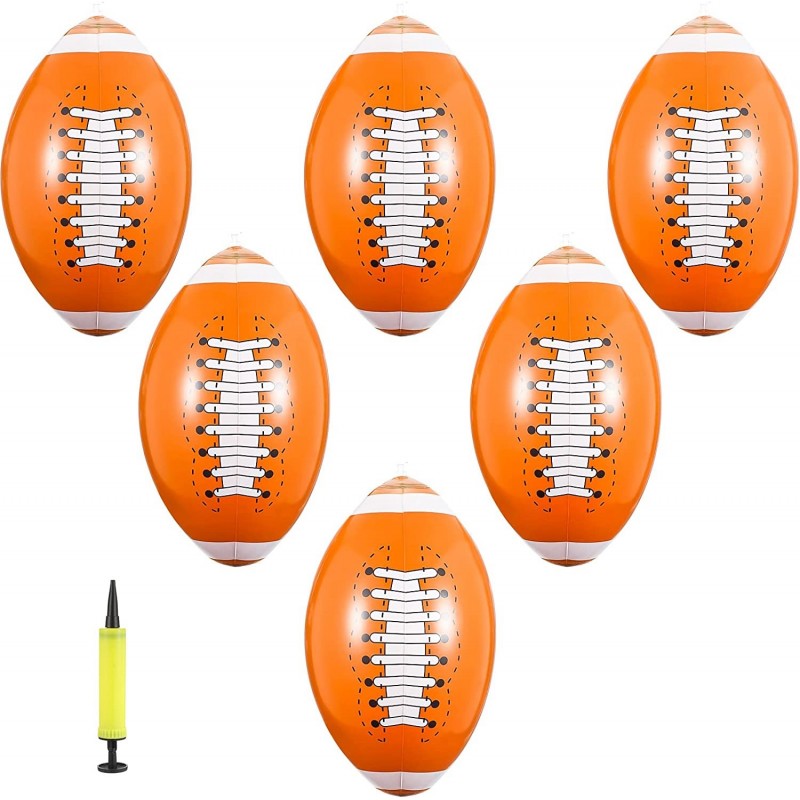 6 Pack Inflatable Football 16 Inch Blow up Beach Ball Large Sport Pool Ball with Pump for Adults Teens Gift Summer Outdoor Pa...