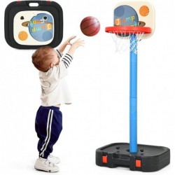 Kids Basketball Hoop 2 in 1 Portable Toddler Sports Toy Set w/ Ring Toss Storage Box 44”-53” Height Adjustable Indoor Outdoor...