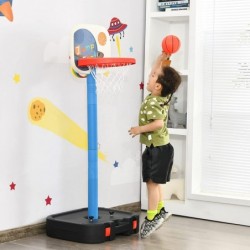 Kids Basketball Hoop 2 in 1 Portable Toddler Sports Toy Set w/ Ring Toss Storage Box 44”-53” Height Adjustable Indoor Outdoor...