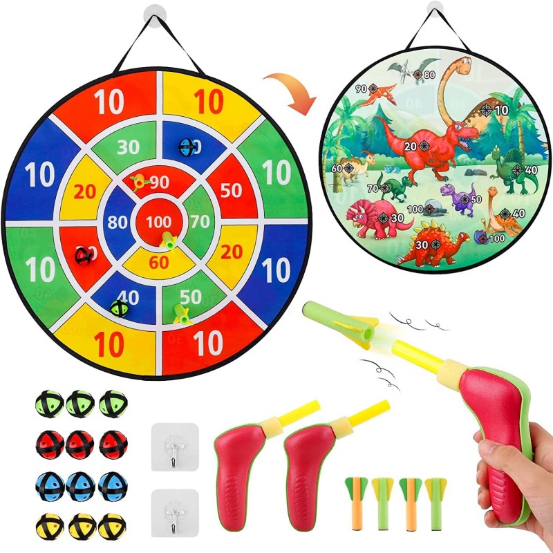 Dart Board for Kids Toys 26'' Double-Sided Safe Board Game with 12 Sticky Balls 2 Toy Guns 4 Dart Bullets Christmas Stocking ...