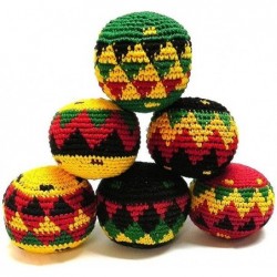 Rasta Multicolored Crochet Assorted Geometric Pattern Hacky Ball Foot Bag Kick Sack - Handmade Gifts Tribal Guatemalan Toys -...