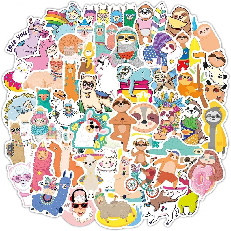 Funny Llama Stickers for Water Bottles 80 Pcs Cute Animal Alpaca Stickers for Kids Waterproof Vinyl Stickers Laptop Stickers ...