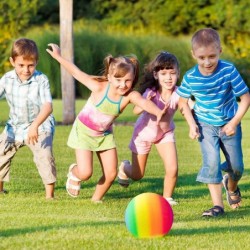 Playground Balls Kickballs 8.5 Inch Rainbow Playground Ball Set for Kids and Adults Dodgeball Kick Balls Handball for Indoor ...