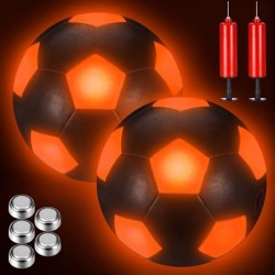 2 Pack Glow in The Dark Soccer Ball Light up LED Soccer Ball Official Size 5 Glow Ball with 2 Pump and 10 Spare Batteries Bal...