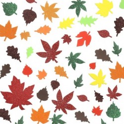 224 Pcs Fall Maple Leaf Foam Sticker Self-Adhesive Foam Sticker Leaf Shape Glitter Sticker Thanksgiving Glitter Foam Sticker ...