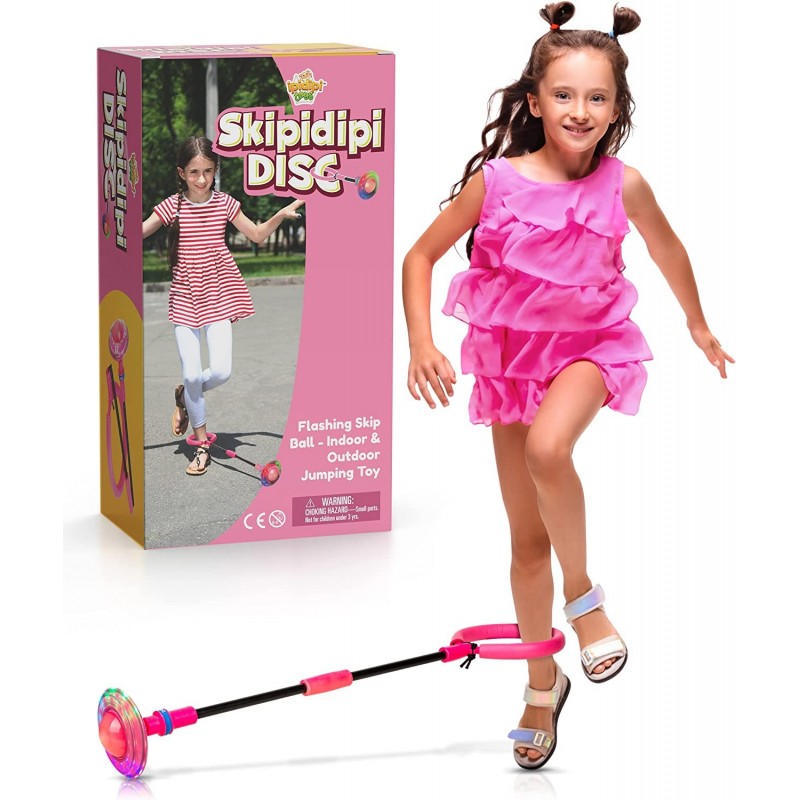 Skip It Ankle Toy Pink Flashing Retro Skipit Toy Hopper Ball - Jump Rope Improve Coordination Get Exercise The Fun Way - Best...