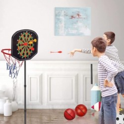 Basketball Hoops for Kids Toddlers Indoor Outdoor Adjustable Height Portable Mini Basketball Hoop with Dart Board for Boys 3-...