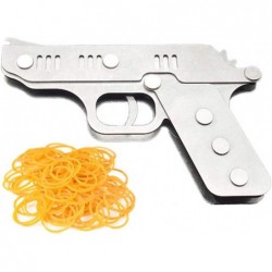 Firesofheaven Stainless Steel Folding Rubber Band Gun 12 Rubber Bands per Set Bursts Mini Shooting Toys with 100 Rubber Band ...