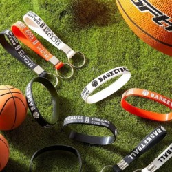 24 Pcs Basketball Party Favors for Kids Basketball Silicone Rubber Bracelet Keyrings 12 Motivational Basketball Keychain 12 I...