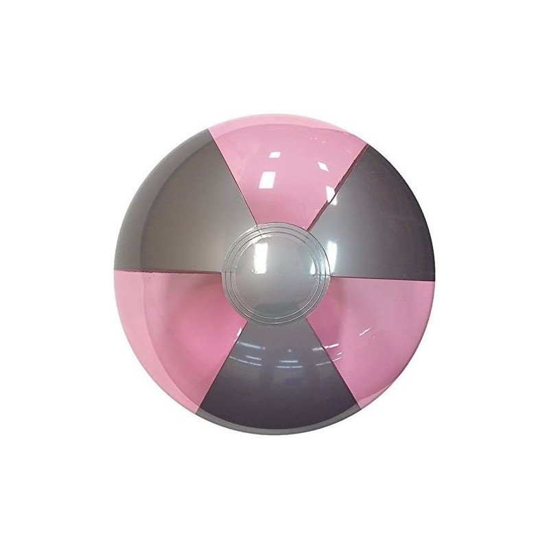 16-Inch Deflated Size Translucent Pink & Silver Beach Ball - Inflatable to 12-Inches Diameter $12.26 Toy Sports Products