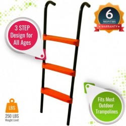 Trampoline Ladder - 3 Step Wide Universal Trampoline Ladder for Kids - Trampoline Accessories - Powder Coated & UV Treated Tr...