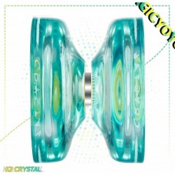 Crystal Green & Crystal Blue Pack of 2 K2 Responsive Plastic Fingerspin Yoyos for Kids Beginners Yo-Yo with 2 Yoyo Gloves 2 Y...