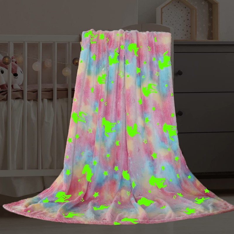 Cozwiv Glow in The Dark Blanket for 1-10 Year Old Girl Birthday Gifts Ideas Cool Unicorns Gifts for Age 1 2 3 4 5 6 7 8 9 10 ...