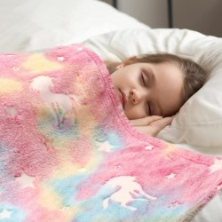 Cozwiv Glow in The Dark Blanket for 1-10 Year Old Girl Birthday Gifts Ideas Cool Unicorns Gifts for Age 1 2 3 4 5 6 7 8 9 10 ...