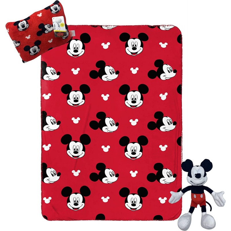 Disney Mickey Mouse Travel Set - 3 Piece Kids Travel Set Includes Blanket Pillow & Plush (Offical Disney Product) $42.01 Kids...