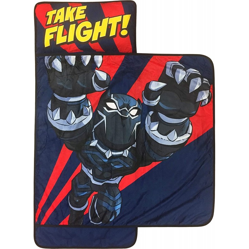 Marvel Super Hero Adventures Panther Leap Nap Mat - Built-in Pillow and Blanket Features Black Pather - Super Soft Microfiber...