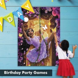 Encanto Birthday Party Supplies - Party Theme Pin Game for Girls - Pin The Butterfly and Flower on Isabella - Large Poster wi...