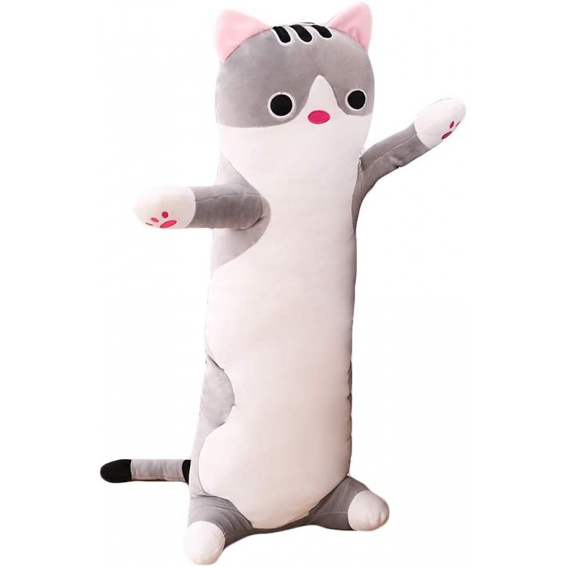 Cat Plush Hugging Pillow Cat Stuffed Animals Long Pillow Soft Kitten Plush Body Pillow Toy Gifts for Kids (Gray 27.55 inch) $...