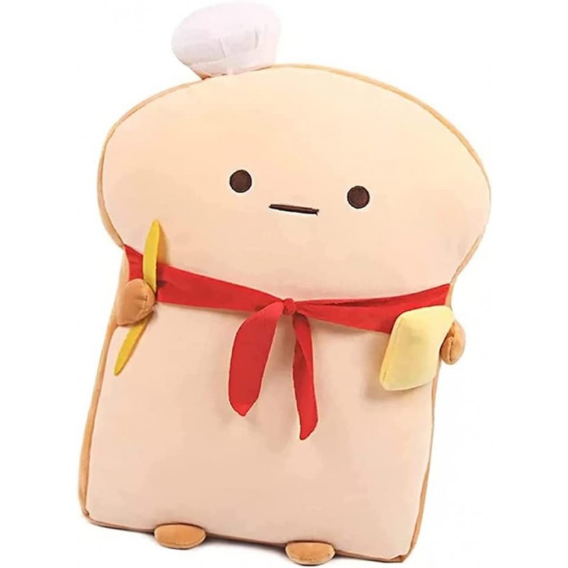 18.9'' Toast Baguette Plush Pillow Bread Shape Plush Toy Hugging Pillow with Red Scarf Soft Toast Food Sofa Cushion for Home ...