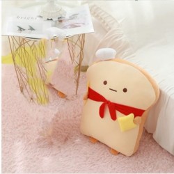 18.9'' Toast Baguette Plush Pillow Bread Shape Plush Toy Hugging Pillow with Red Scarf Soft Toast Food Sofa Cushion for Home ...