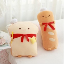 18.9'' Toast Baguette Plush Pillow Bread Shape Plush Toy Hugging Pillow with Red Scarf Soft Toast Food Sofa Cushion for Home ...