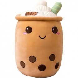 Boba Plush Toy Cute Stuffed Bubble Tea Food Shaped Throw Pillow Cushion Cartoon Fruit Milk Tea Gift for Kids (Brown Open 13.7...