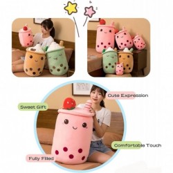 Boba Plush Toy Cute Stuffed Bubble Tea Food Shaped Throw Pillow Cushion Cartoon Fruit Milk Tea Gift for Kids (Brown Open 13.7...