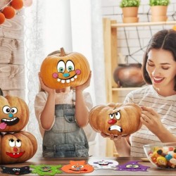 202PCS Halloween Pumpkin Foam Craft Kits with 20 Sets DIY Self-Adhesive Halloween Expressions Stickers for Kids Halloween Par...