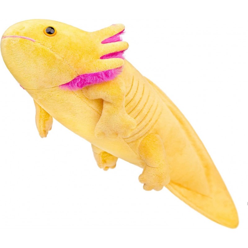 Realistic Axolotl Plush Toy-Yellow 19”Long Lifelike Axolotl Stuffed Animal Axolotl Toy Soft Axolotl Plush Toy Pillow for Kids...