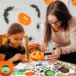 30pcs Halloween Stickers for Kids Halloween Activities for Kids DIY Make Your Own Pumpkin Stickers Halloween Party Favors Dec...